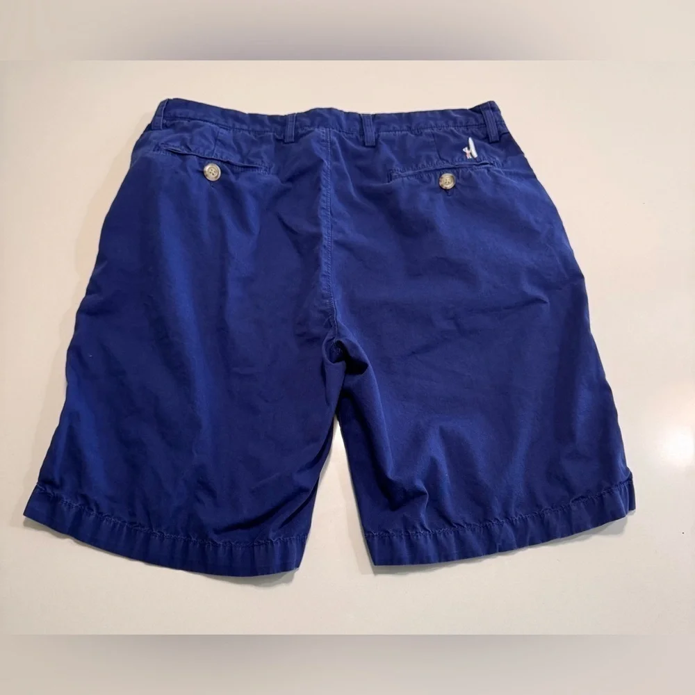 Johnnie O Shorts Mens Size 34X10 Blue Chino Golf 100% Cotton Flat Front Classic